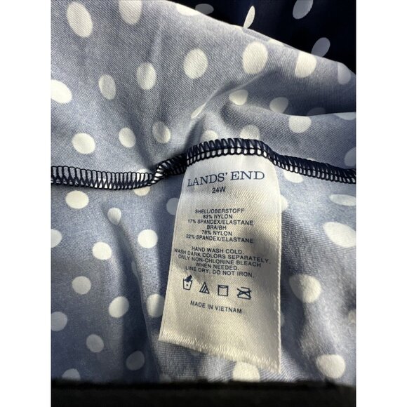 Womens 2W LANDS END Blue Polkadot BLOUSON TANKINI TOP Bathing Swim - Picture 6 of 7